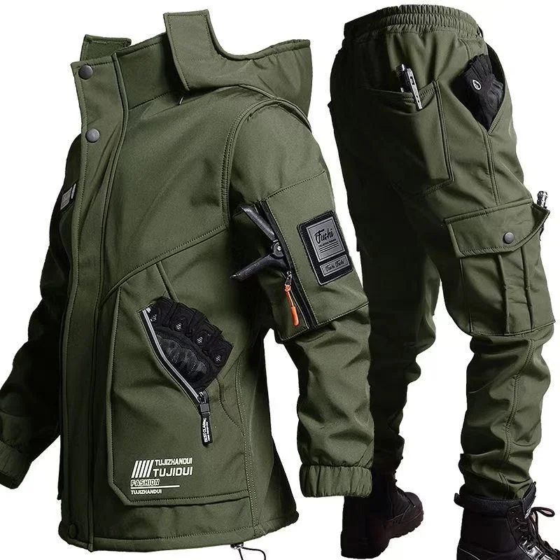 2025 Men'S Motorcycle Jacket With Autumn And Winter Velvet Training Set Anti-Wear Waterproof Cold Resistant Jacket Holiday Gifts