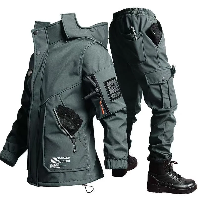 2025 Men'S Motorcycle Jacket With Autumn And Winter Velvet Training Set Anti-Wear Waterproof Cold Resistant Jacket Holiday Gifts