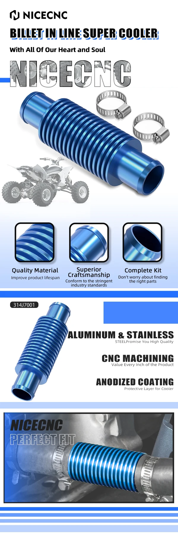 NICECNC For Yamaha Raptor 700 Oil Cooler 17 Fins For Yamaha Banshee 350 For Honda For Kawasaki For Suzuki LTZ400 Universal ATV