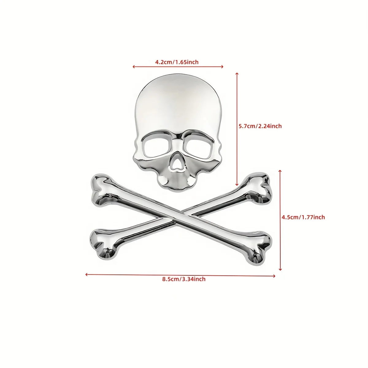 1pc Car Motorcycle 3D Metal Skull Badge Sticker Emblem Universal Fit for Fenders and Engine Covers, Suitable for Bikes, Bobbers