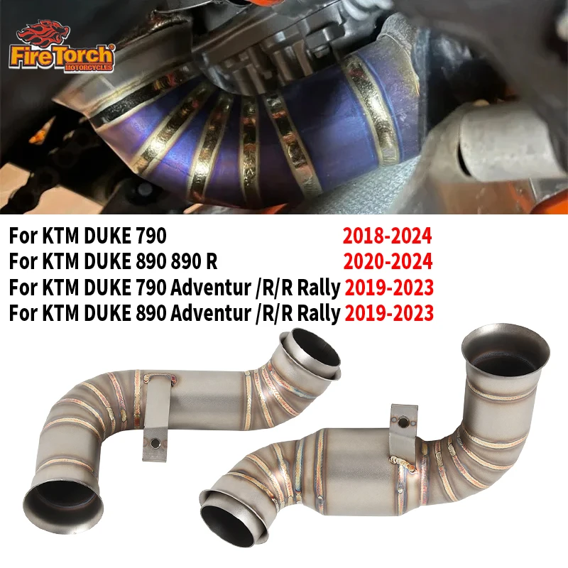 Slip On For KTM DUKE 790 890 Adventure R Rally KTM790 KTM890 2018 - 2024 Motorcycle Exhaust Escape Moto System Middle Link Pipe