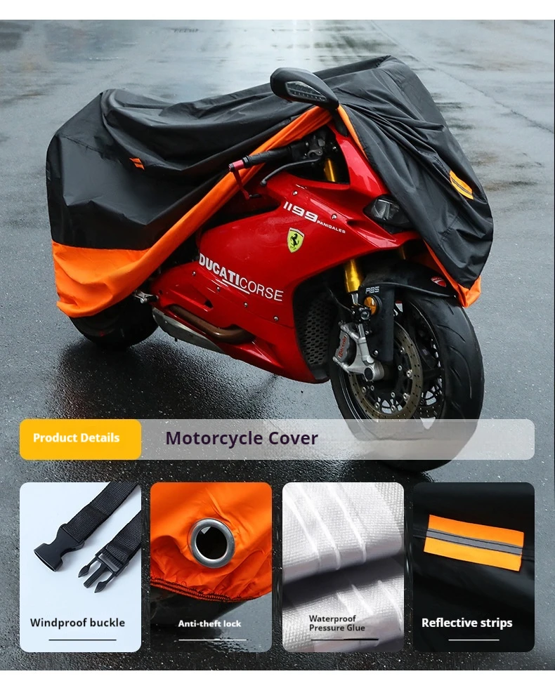Universal Motorcycle Cover 420D Heavy Duty Oxford Waterproof Outdoor Dustproof Rainproof Sun Protection UV Resistant All Weather
