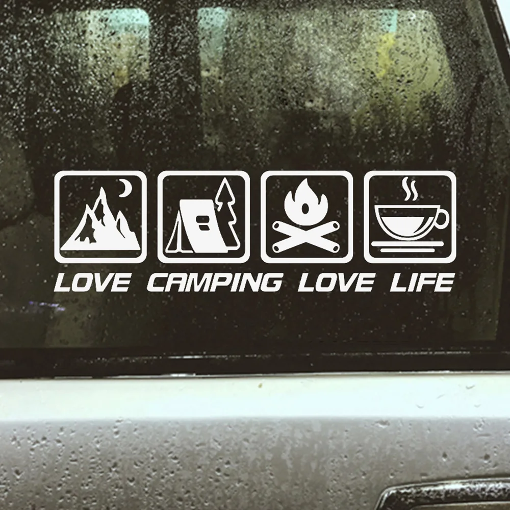 CANPING LOVE LIFE Camping Car Stickers Wilderness Campfire Adventure Motorcycle Body Decoration Stickers Coffee Waterproof