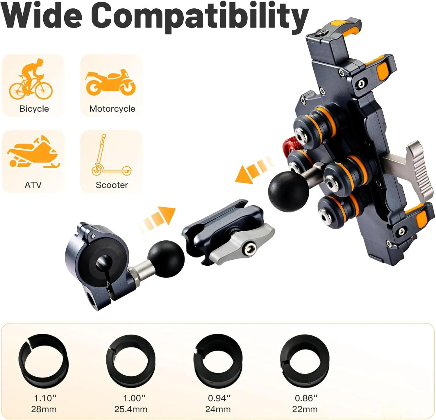 Universal Motorcycle Phone Holder Alloy Anti-Shake 360° Adjustable Motos Bike Navigation Bracket Metal Motorcycles Accessory
