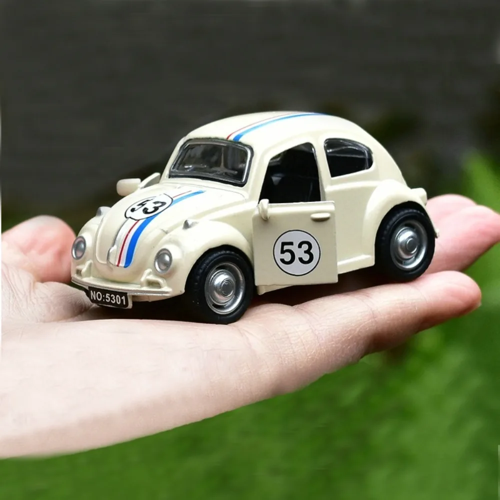 New Alloy Pullback Car 1:43 Retro Style Three Wheeled Vehicle Model Cartoon Design Door Can Open Sports Car Model