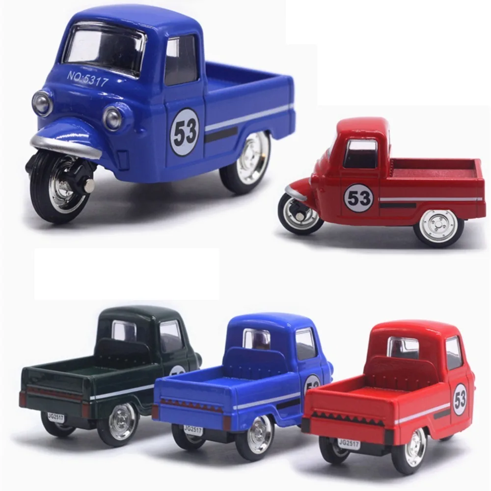 New Alloy Pullback Car 1:43 Retro Style Three Wheeled Vehicle Model Cartoon Design Door Can Open Sports Car Model