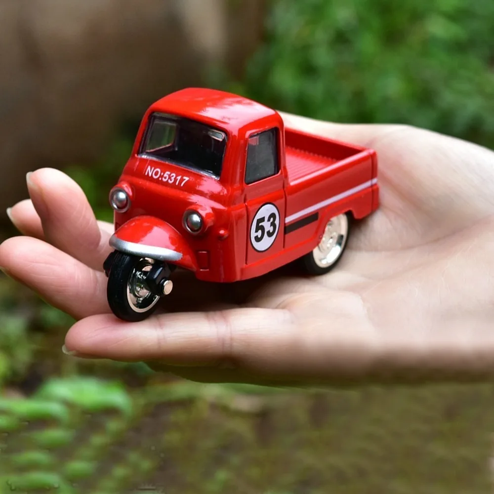 New Alloy Pullback Car 1:43 Retro Style Three Wheeled Vehicle Model Cartoon Design Door Can Open Sports Car Model