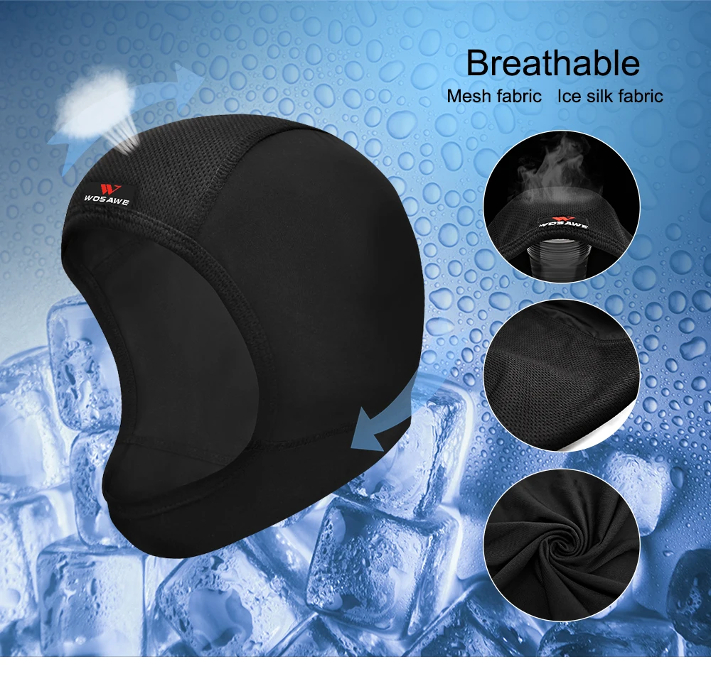 WOSAWE Unisex Motorcycle Balaclava Bike Chin Cover Quick Dry Breathable Cycling Motocross Helmets Inner Lining Hat Headgear