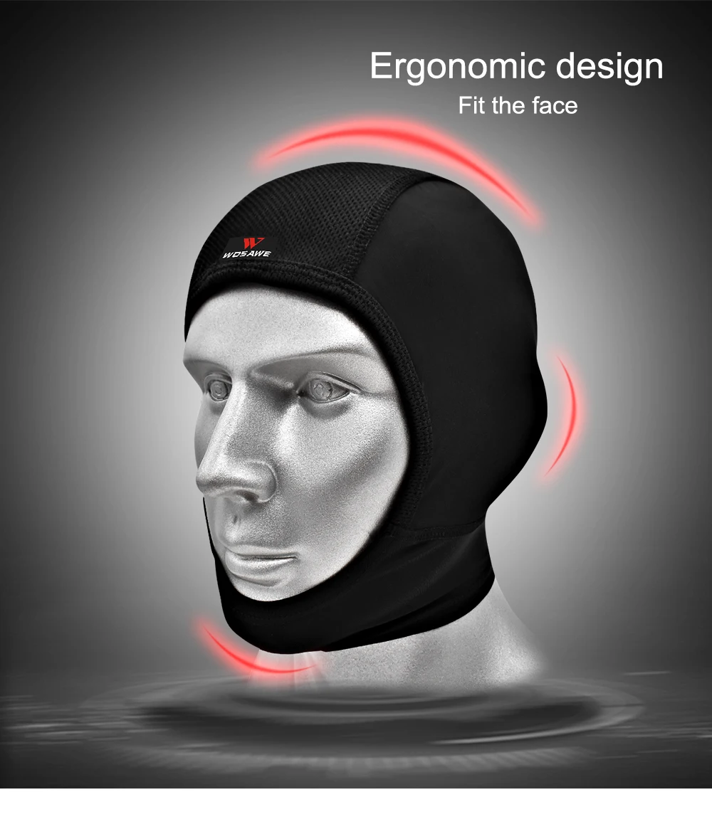 WOSAWE Unisex Motorcycle Balaclava Bike Chin Cover Quick Dry Breathable Cycling Motocross Helmets Inner Lining Hat Headgear