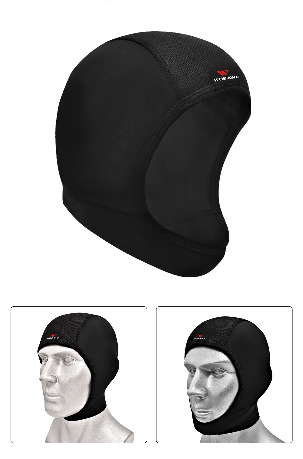 WOSAWE Unisex Motorcycle Balaclava Bike Chin Cover Quick Dry Breathable Cycling Motocross Helmets Inner Lining Hat Headgear