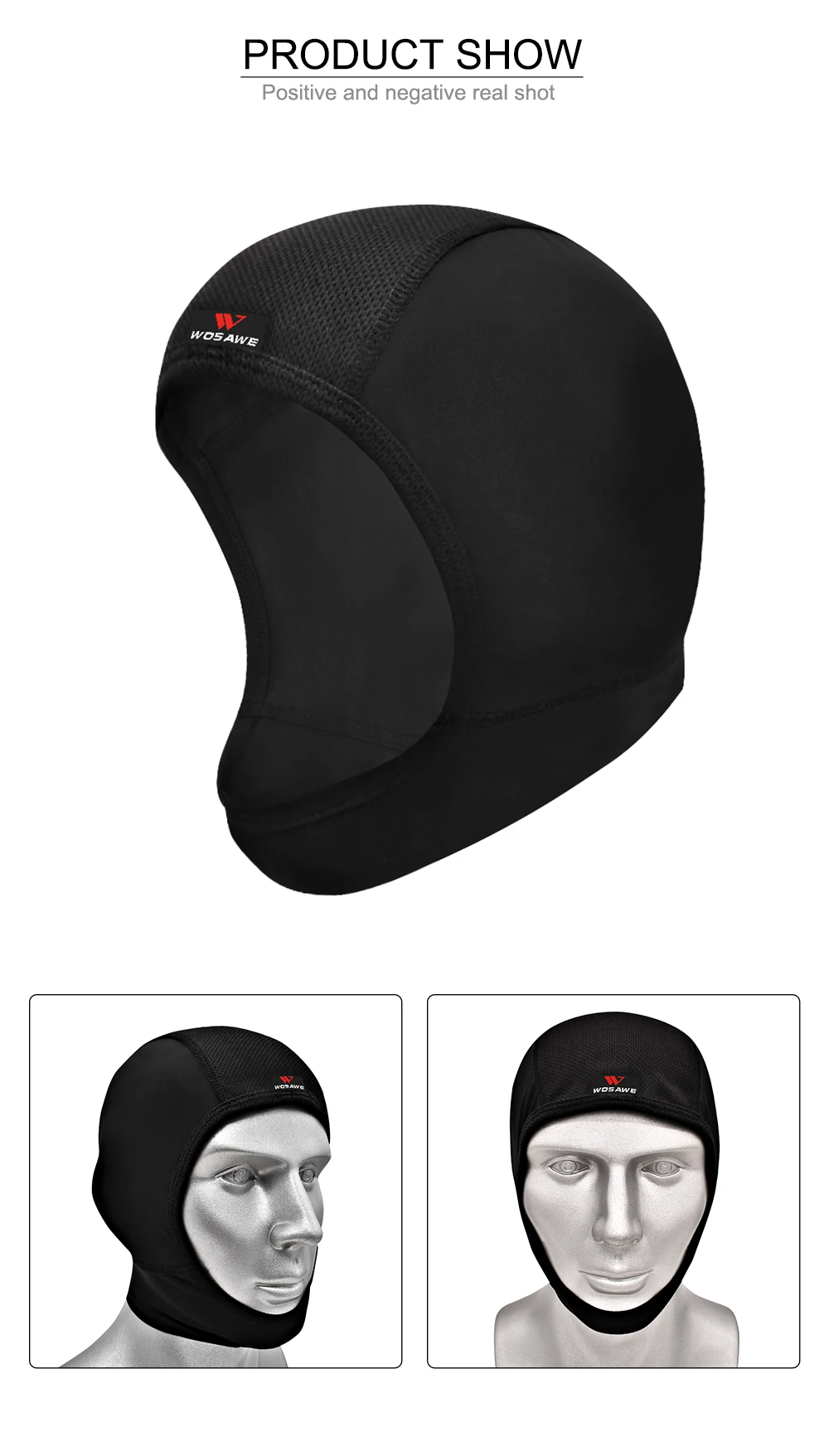 WOSAWE Unisex Motorcycle Balaclava Bike Chin Cover Quick Dry Breathable Cycling Motocross Helmets Inner Lining Hat Headgear