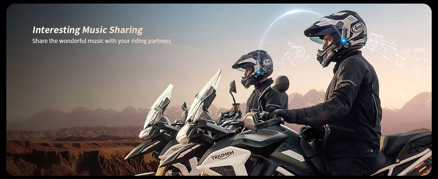 2pcs Fodsports FX8 Pro Motorcycle Helmet Intercom Bluetooth Headset Interphone,10 Riders 2000M,Dual Chip,Support APP.