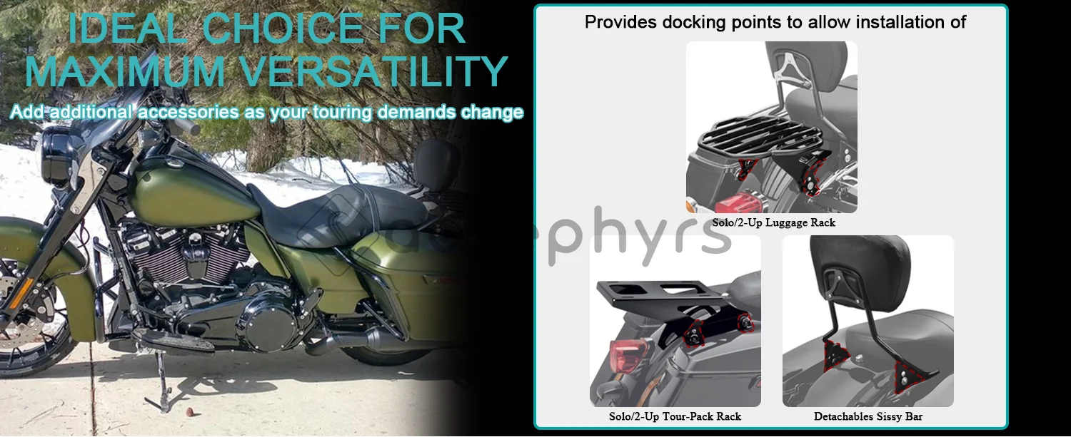 Detachables 4 Point Docking Hardware Kit Motorcycle Sissy Bar Backrest Luggage Rack For Harley Touring Electra Glide Road King