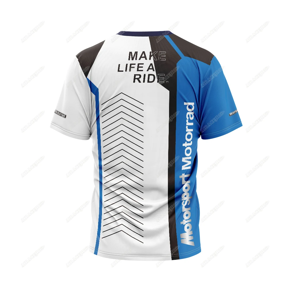 For BMW Motorrad Motorcycle Travel Jerseys Riding Sport T-Shirt Blue White Racing Team Breathable Summer Quick Dry Not Fade
