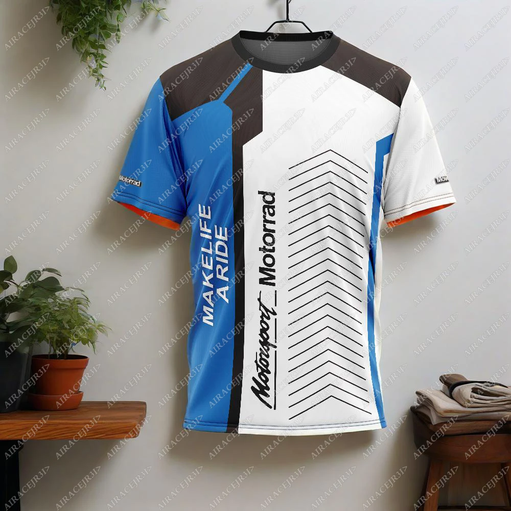 For BMW Motorrad Motorcycle Travel Jerseys Riding Sport T-Shirt Blue White Racing Team Breathable Summer Quick Dry Not Fade