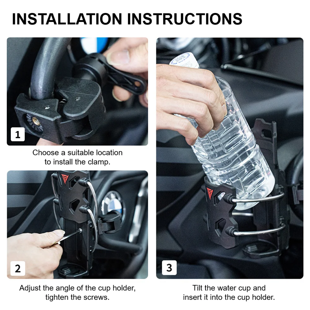 Motorcycle Outdoor Riding Mirror Handlebar Water Bottle Cup Holder Universal Adjustable Drinking Cup Bracket
