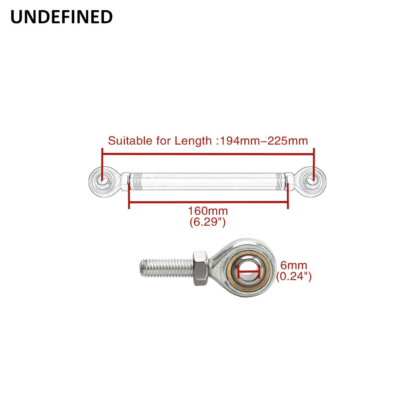 Chrome Motorcycle Shift Rod Linkage M6 Left-Right Side Thread 40-400mm 60 80 100 120 160 180 200 220 240 260 280 320 340 380mm