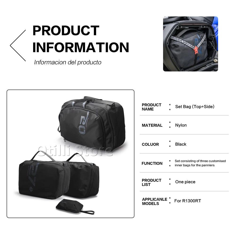 NEW Motorcycle Accessories Side Luggage Bags For BMW R 1300 RT Black Topcase Next Inner Bag R1300RT R 1300RT R1300 RT 2025