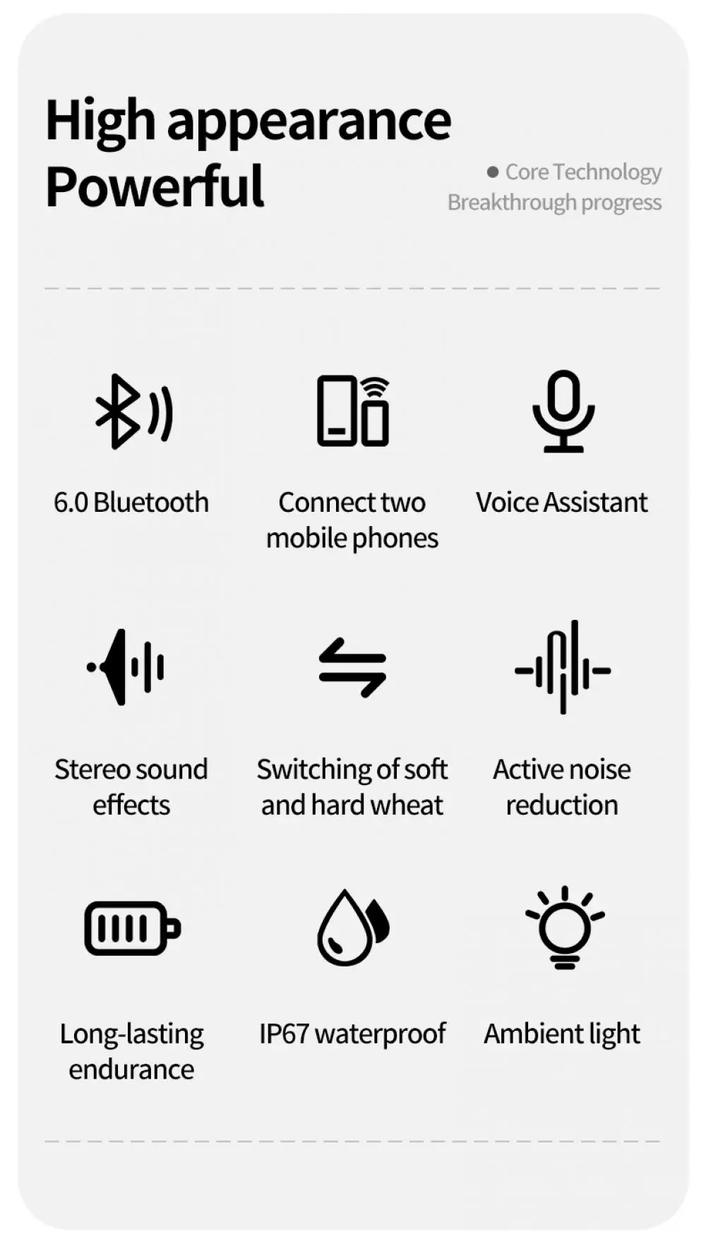 Motorcycle Bluetooth 6.0 Helmet Headset 1000mAh Moto Earphone Motorbike Hands Free Wireless Headphone with Ambient light