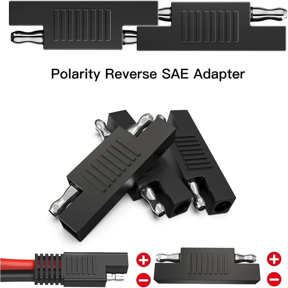 SAE Polarity Reverse Adapter SAE to SAE Connectors for Solar Panel Battery Power Charger Maintainer Motorcycle