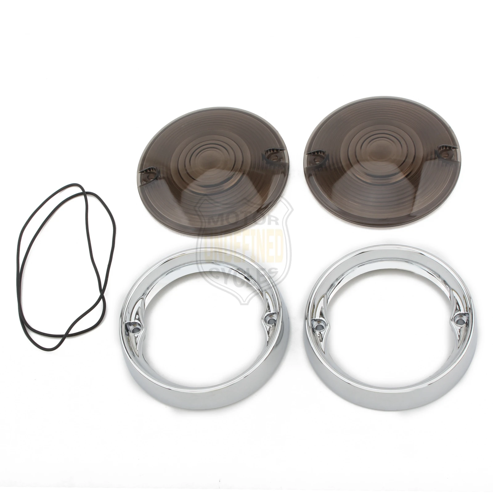 Deep Dish Turn Signal Lenses Bezels Trim Ring Flat Chrome For Harley Road Glide Road King Electra Tour Glide Heritage 1986-2021