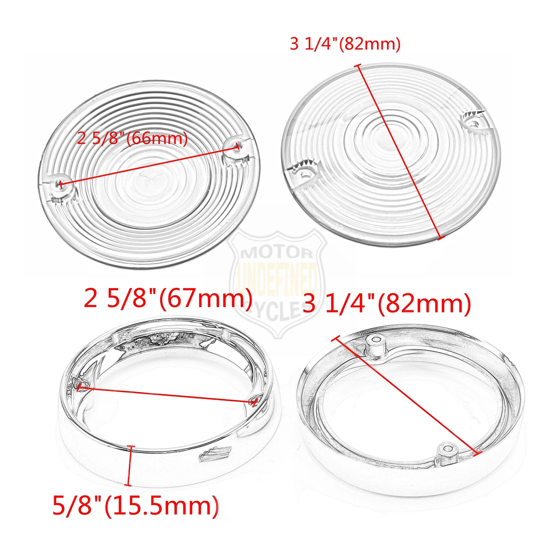 Deep Dish Turn Signal Lenses Bezels Trim Ring Flat Chrome For Harley Road Glide Road King Electra Tour Glide Heritage 1986-2021