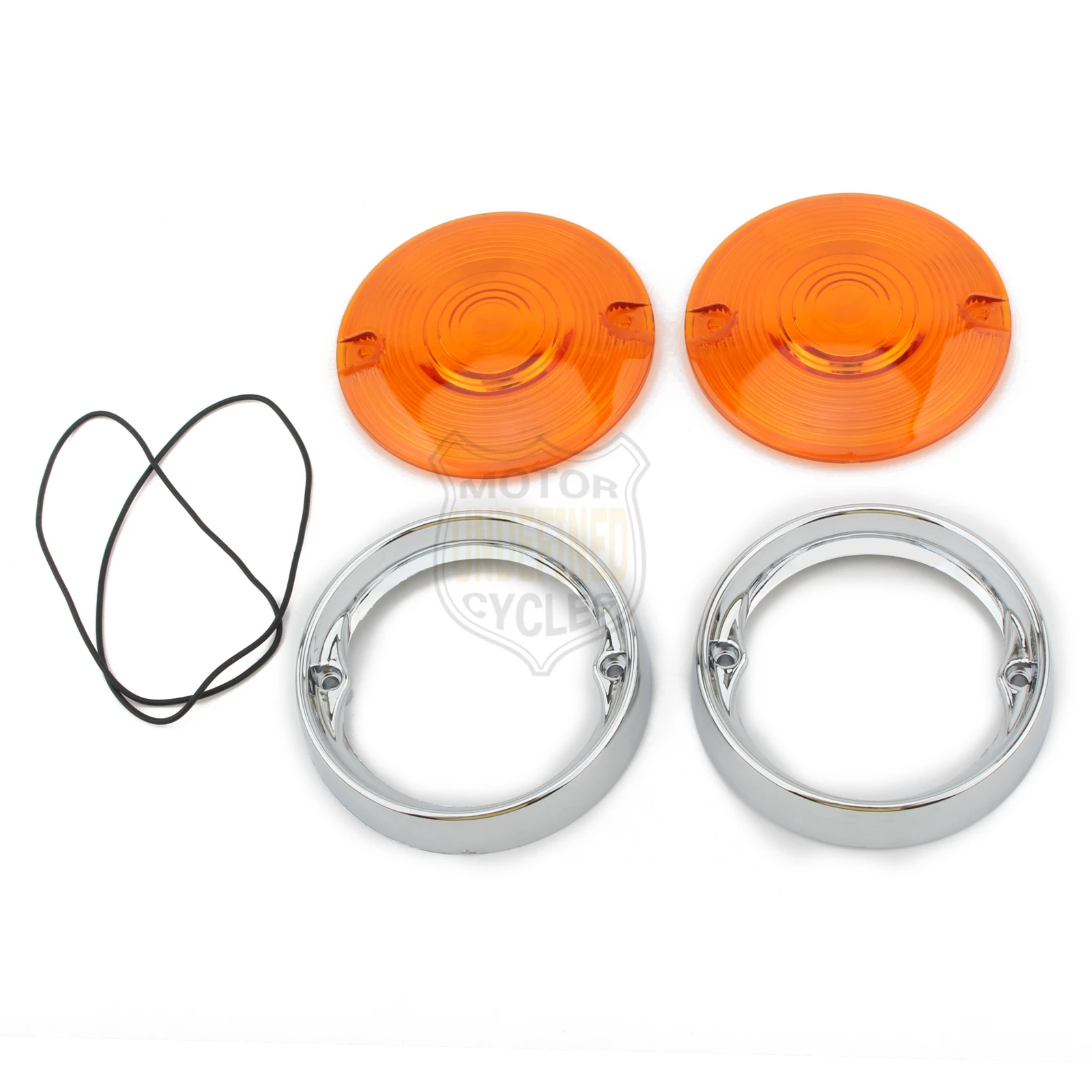Deep Dish Turn Signal Lenses Bezels Trim Ring Flat Chrome For Harley Road Glide Road King Electra Tour Glide Heritage 1986-2021