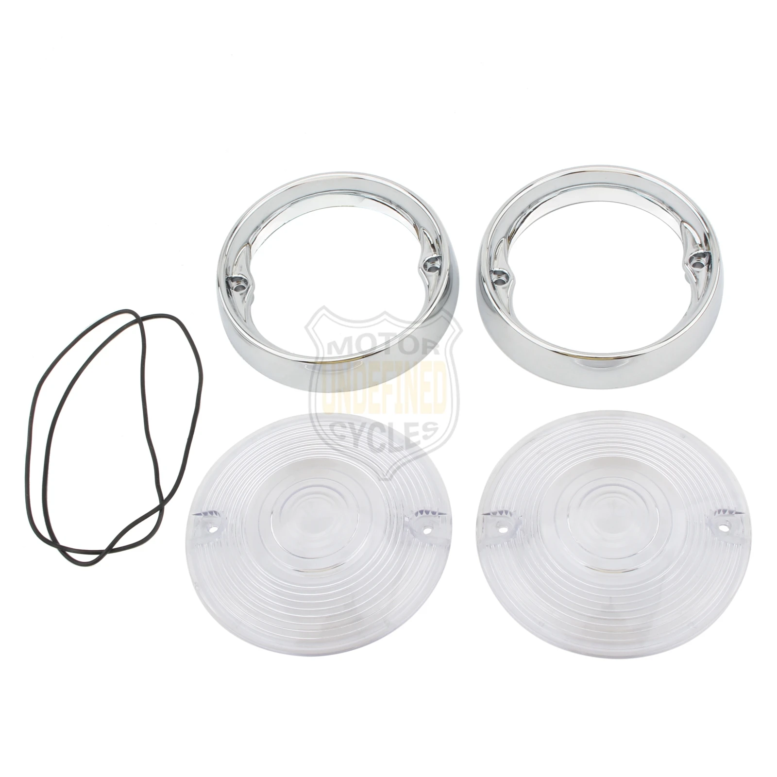 Deep Dish Turn Signal Lenses Bezels Trim Ring Flat Chrome For Harley Road Glide Road King Electra Tour Glide Heritage 1986-2021