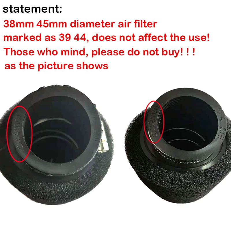 Motorcycle Scooter Dirt Pit Bike Moped Parts 35mm 38mm 42mm 45mm 48mm 50mm 60mm Bend Elbow Neck Foam Air Filter Sponge Cleaner