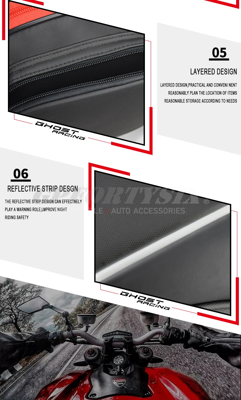 GHOST RACING Motorcycle Tail Tank Bag Waterproof Multifunction Backage Motobike 10L Storage Luggage Large Capacity Accessories