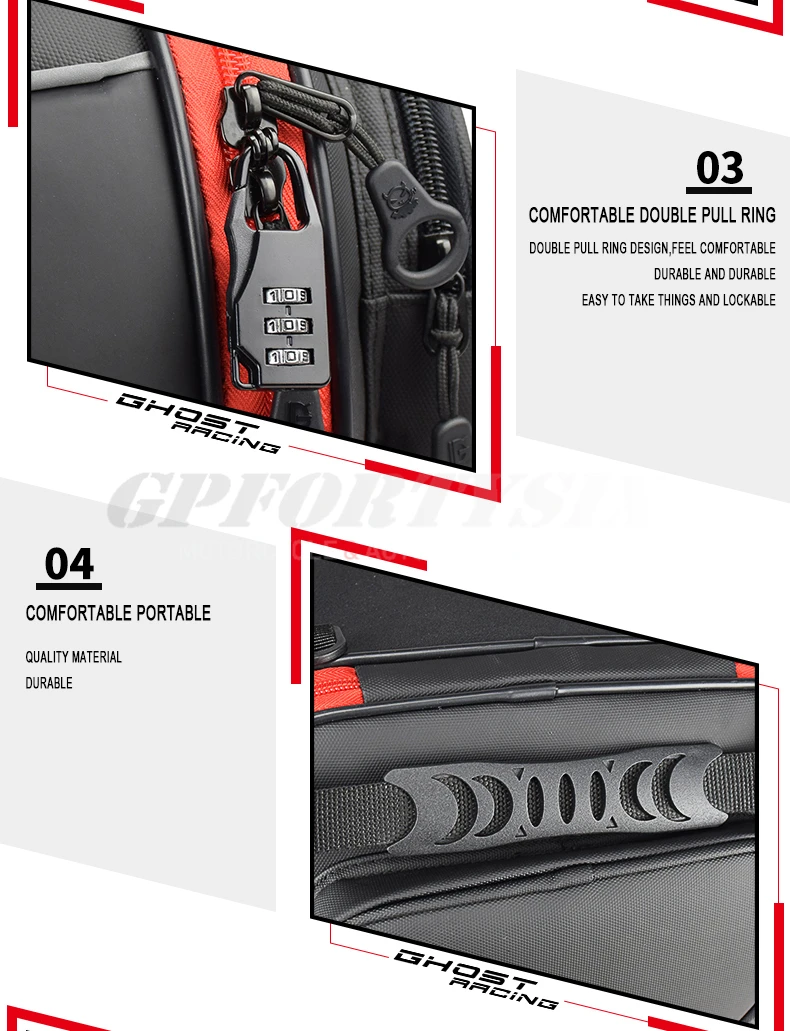 GHOST RACING Motorcycle Tail Tank Bag Waterproof Multifunction Backage Motobike 10L Storage Luggage Large Capacity Accessories