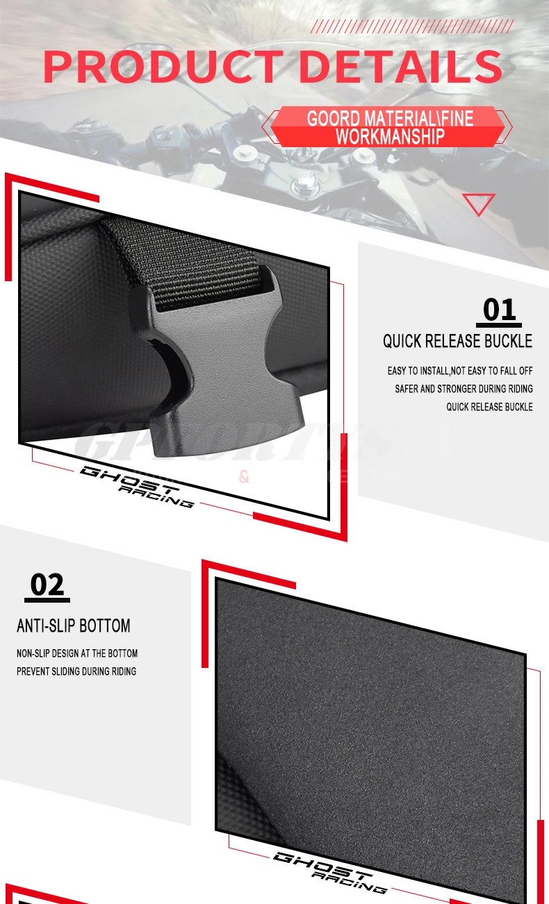 GHOST RACING Motorcycle Tail Tank Bag Waterproof Multifunction Backage Motobike 10L Storage Luggage Large Capacity Accessories