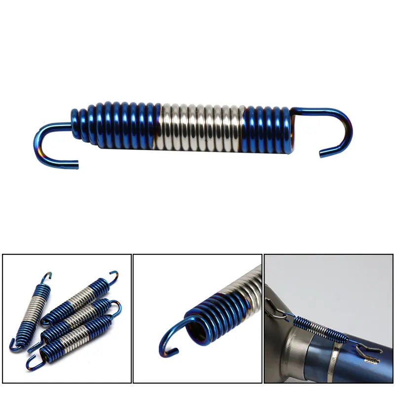 Sclmotos- 75mm 2pcs Motorcycle Exhaust Spring Hooks Stainless Steel Exhaust Front Middle Link Pipe Rotatable Metal Springs Kit