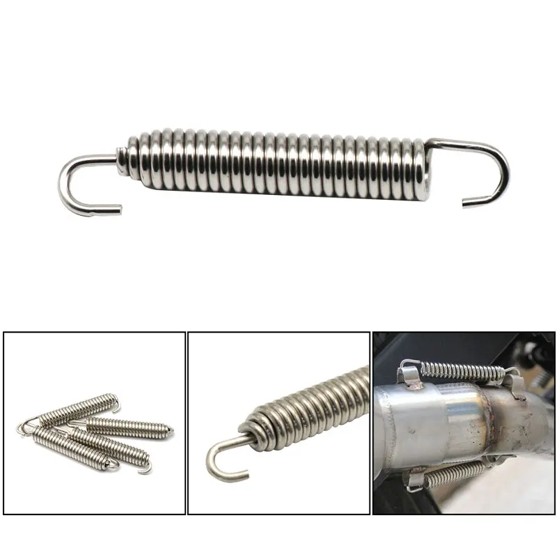 Sclmotos- 75mm 2pcs Motorcycle Exhaust Spring Hooks Stainless Steel Exhaust Front Middle Link Pipe Rotatable Metal Springs Kit