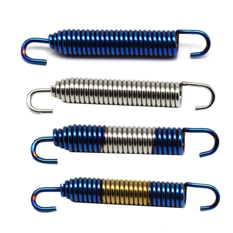 Sclmotos- 75mm 2pcs Motorcycle Exhaust Spring Hooks Stainless Steel Exhaust Front Middle Link Pipe Rotatable Metal Springs Kit