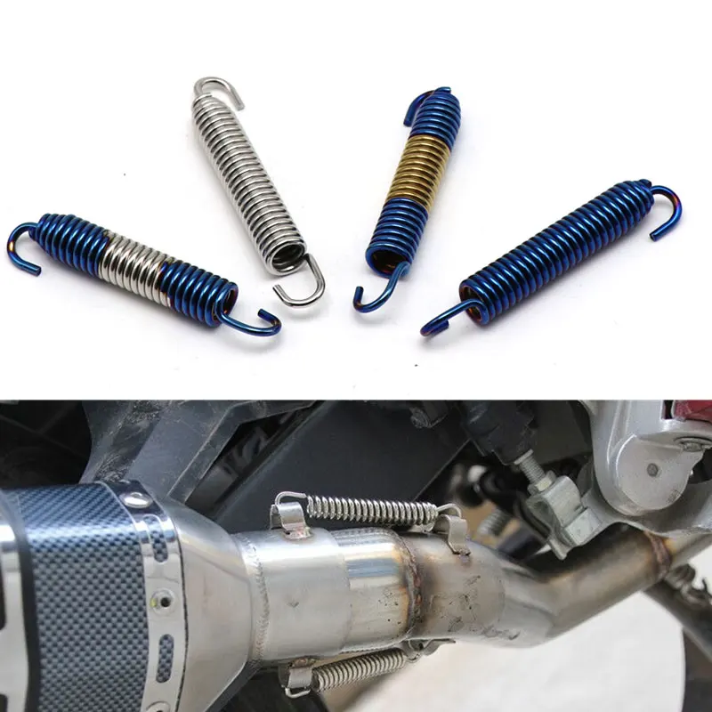 Sclmotos- 75mm 2pcs Motorcycle Exhaust Spring Hooks Stainless Steel Exhaust Front Middle Link Pipe Rotatable Metal Springs Kit