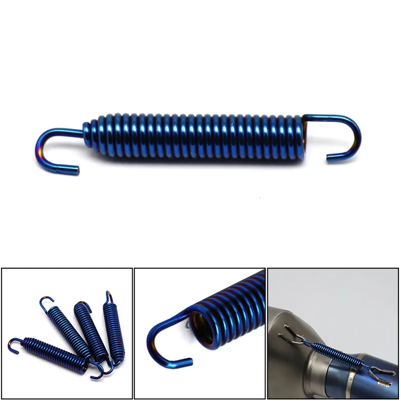 Sclmotos- 75mm 2pcs Motorcycle Exhaust Spring Hooks Stainless Steel Exhaust Front Middle Link Pipe Rotatable Metal Springs Kit