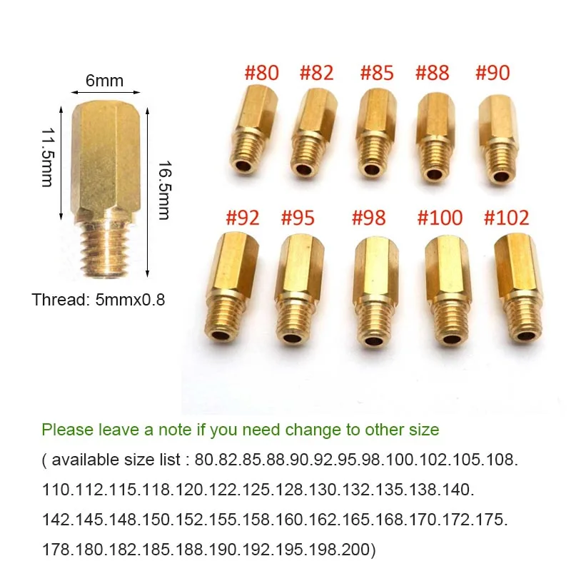 Pack of 10pcs Motorcycle Carburetor Main Jets Slow Pilot Jets for PWK PWM Keihin OKO CVK NSR KSR Carb Set Injector Nozzle