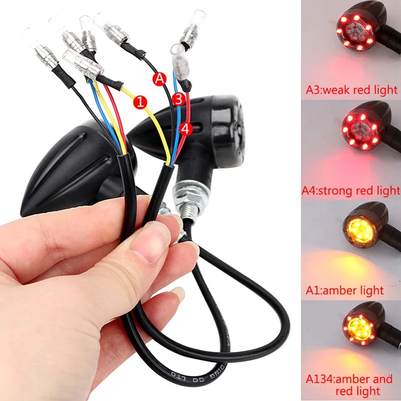 2/4Pcs Motorcycle LED Turn Signal Indicators Stop Light Mini Bullet Warning Lamp Blinker Light 12V For Honda Suzuki Kawasaki AE