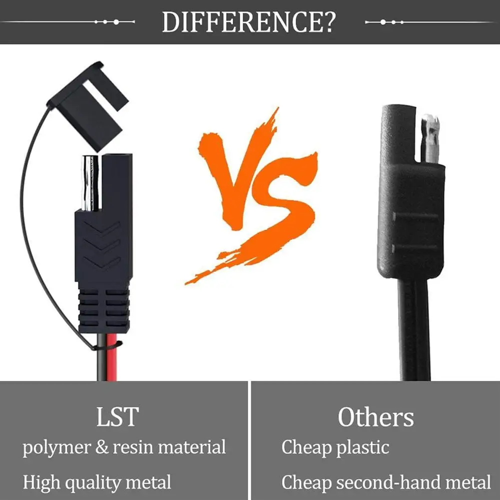 12V Charger Cable For Motorcycle Battery Terminal To SAE Quick Extension Cord Cable Connector For Battery Charger/Maintainer
