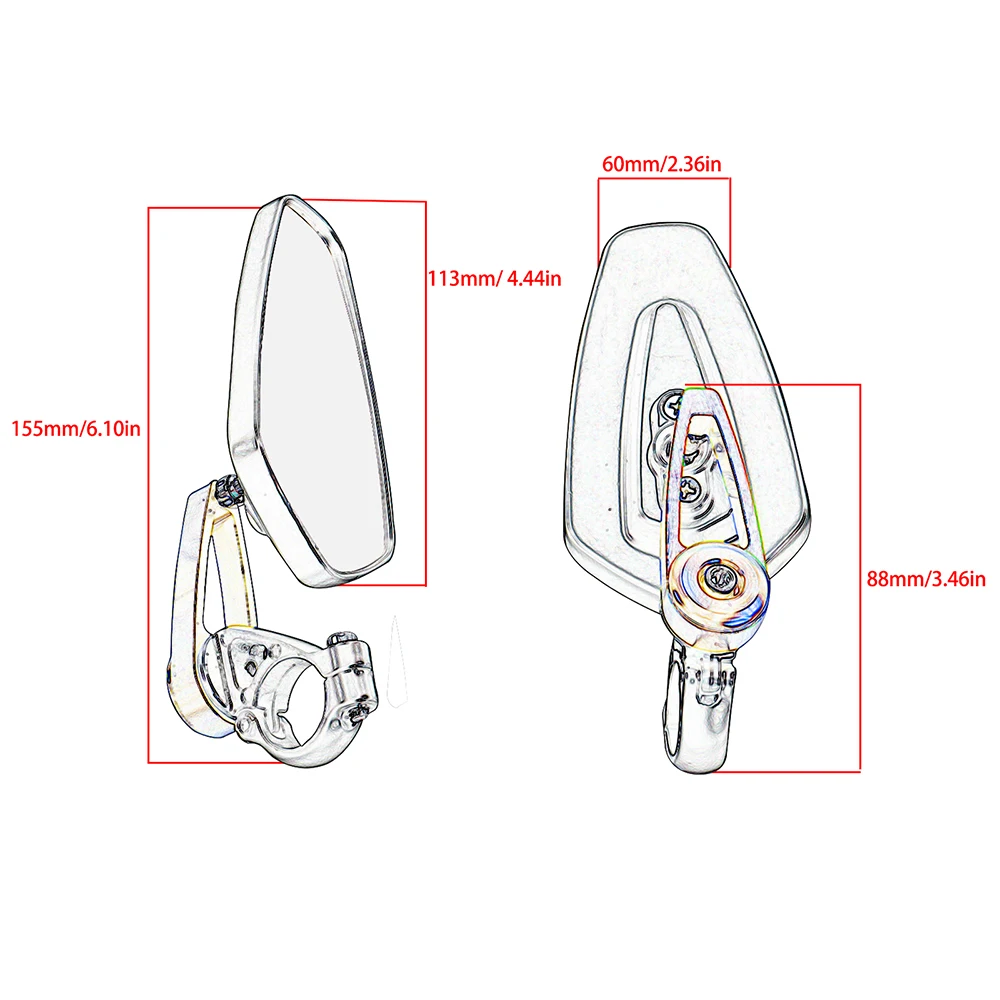 1 Pair 7/8" 22mm Motorcycle Aluminum Bar End Side Rearview Mirror Universal Motorbike Bike Handlebar Rear View Mirrors For Honda