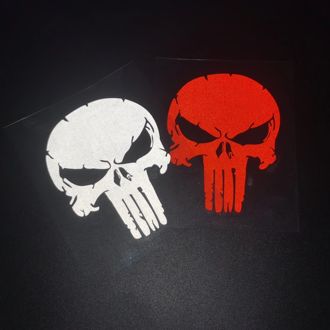 Skull Motorcycle Stickers War Damaged Cracked Waterproof Reflective Decals for Tank