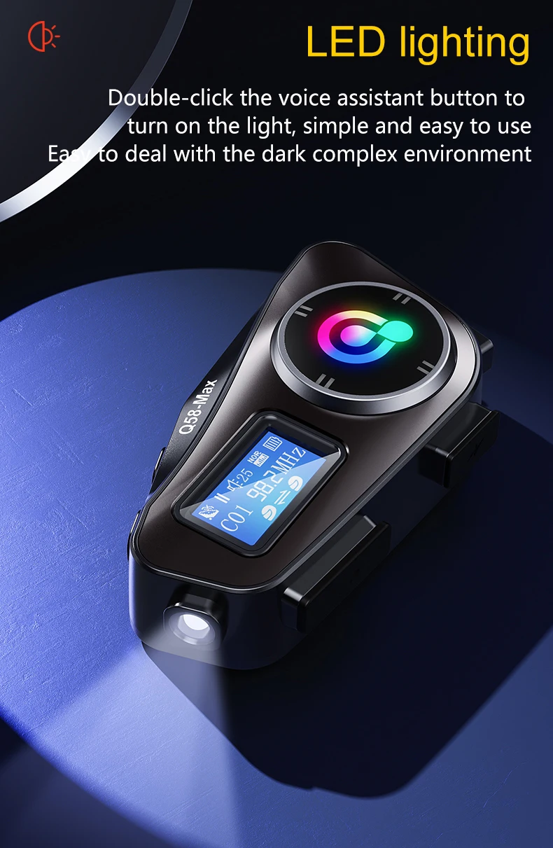 Q58 Max Motorcycle Helmet Bluetooth Intercom Supports Multi-Scene Mixed Music Sharing Intercom Distance 500 Meters
