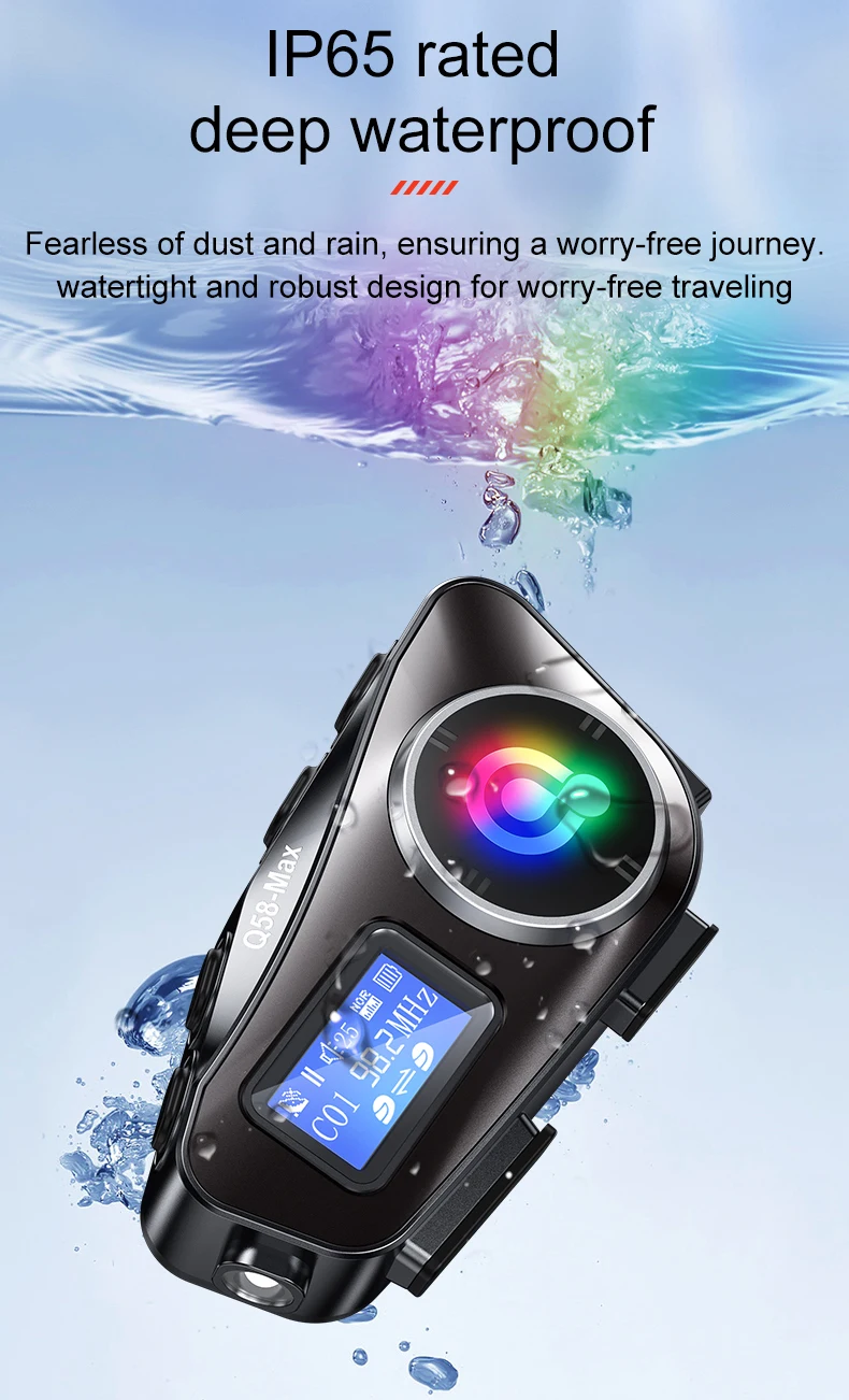 Q58 Max Motorcycle Helmet Bluetooth Intercom Supports Multi-Scene Mixed Music Sharing Intercom Distance 500 Meters
