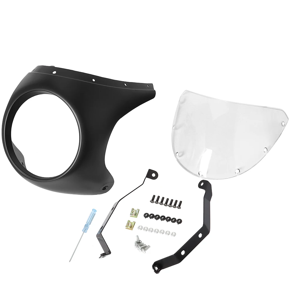 Motorcycle Red/White Front Headlight Fairing Windshield For Cafe Racer Honda Universal 7inch/16.5~18cm Retro Headlamp Windscreen