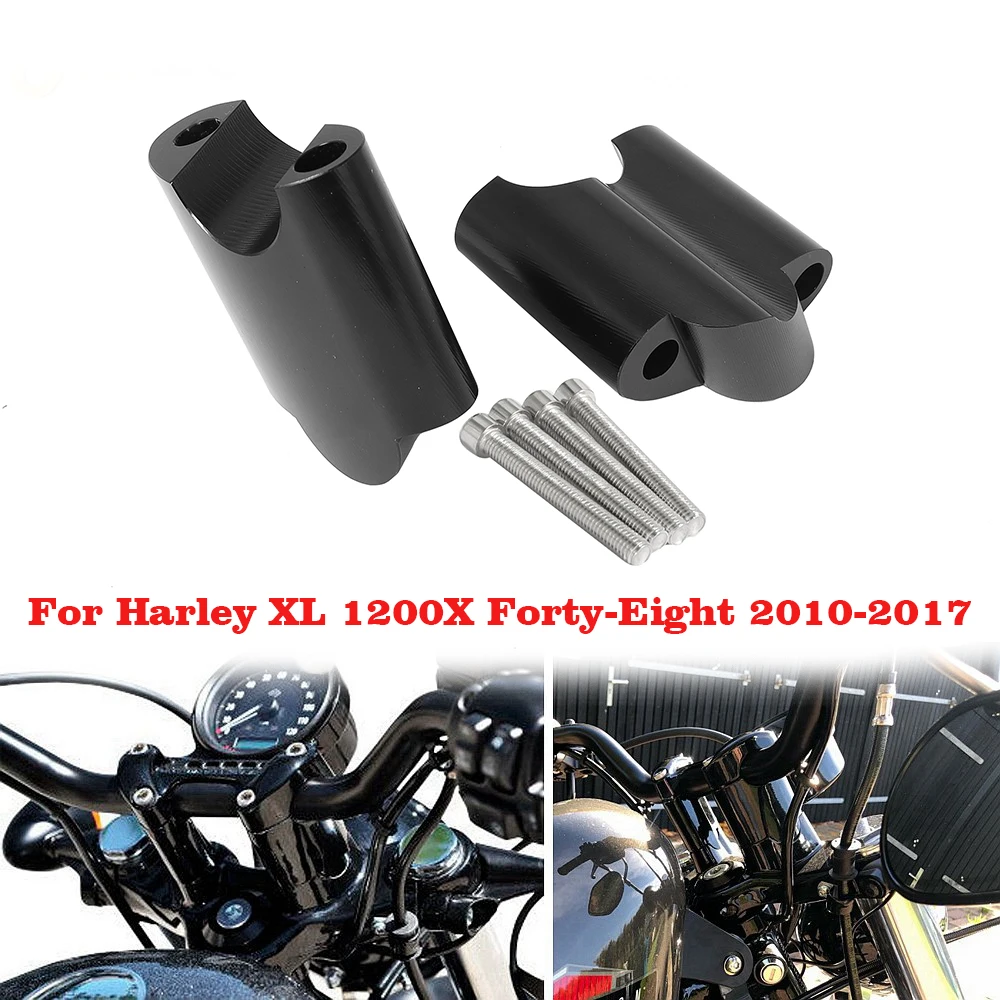 2" Rise CNC Aluminum 1" Handlebar Riser 50mm Handlebar Mount Extension Block for Harley Sportster XL1200 XL48 48 2010-UP