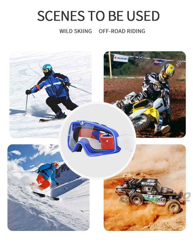 Motorcycle Dust Goggles Enduro Cross Glasses ATV Glasses Moto Motocross 100 Glasses Dirt Bike Off-road Riding Ski Ride Goggles