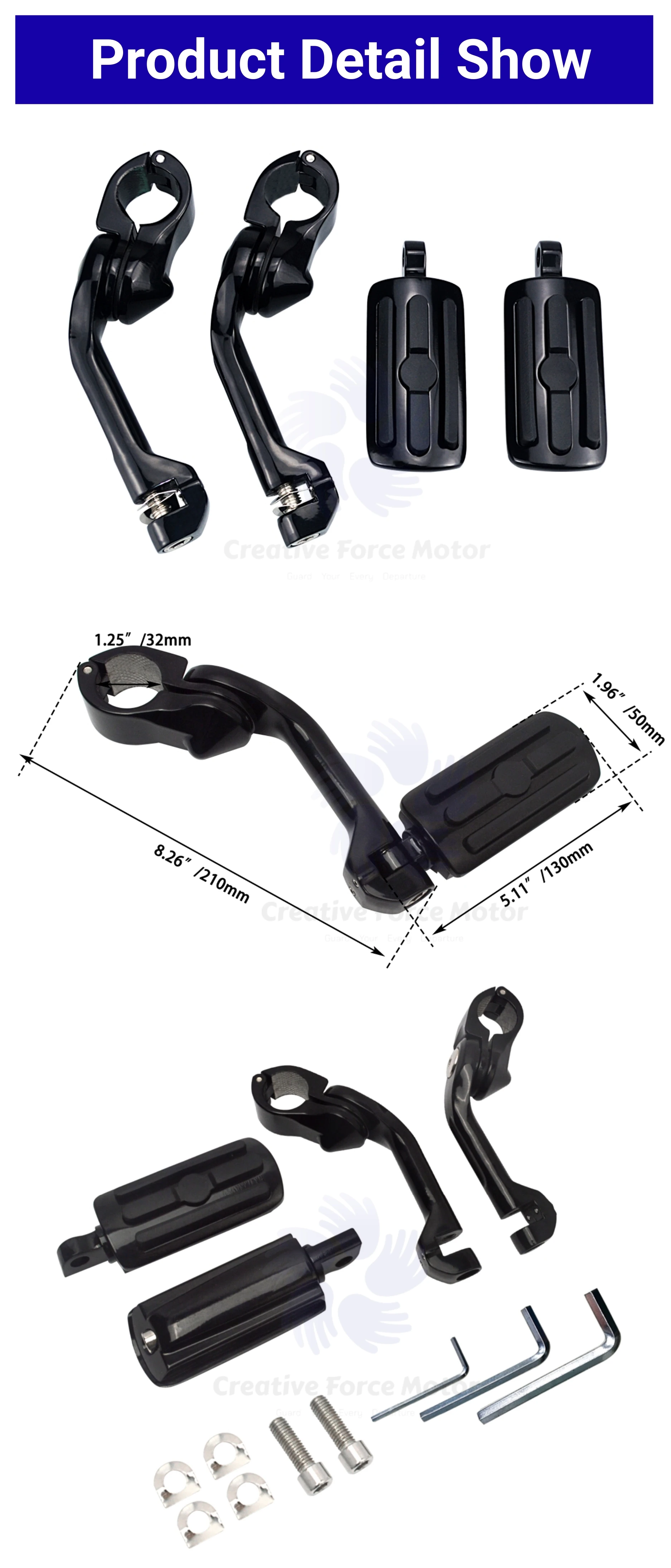 Motorcycle 1 1/4" Highway Footrest Engine Guard Mount Footpegs For Harley Road King Sportster 1200 Iron 883 Electra Street Glide