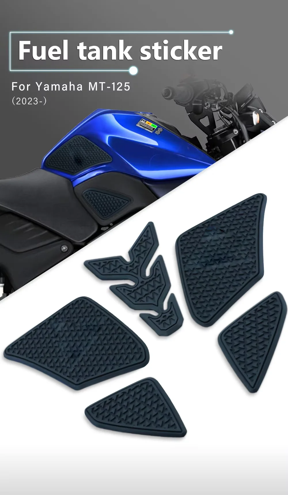 Motorcycle Accessories Fuel Tank Pad Stickers For Yamaha MT-125 MT 125 MT125 2023 2024- Side Anti Slip Tankpad
