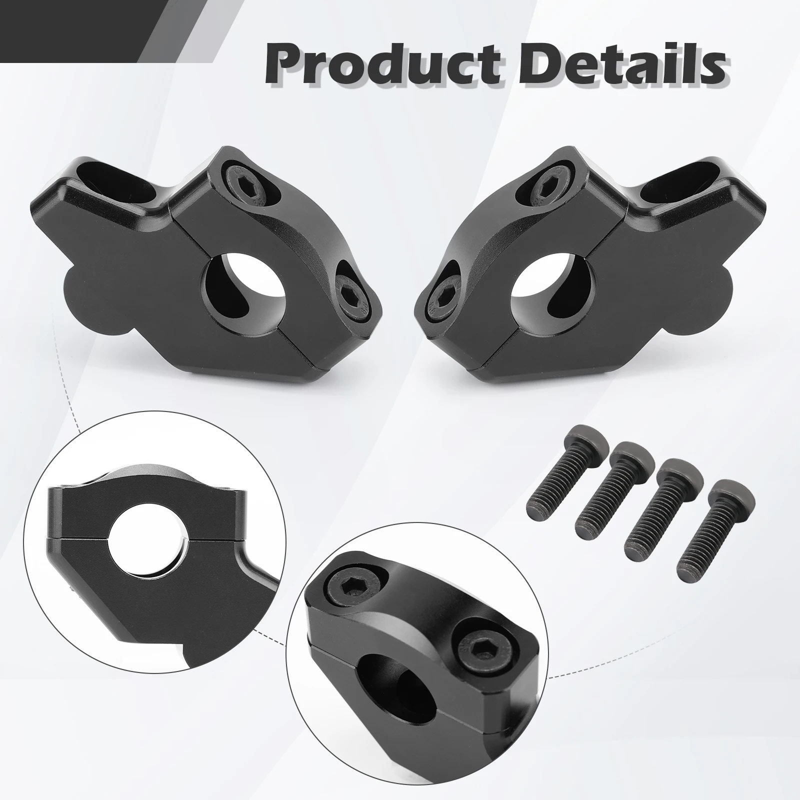 22mm 7/8" Brand-New Black Handle Bar Mount Risers Offset Extend Raised For Honda NC750X Bajaj Dominar 400